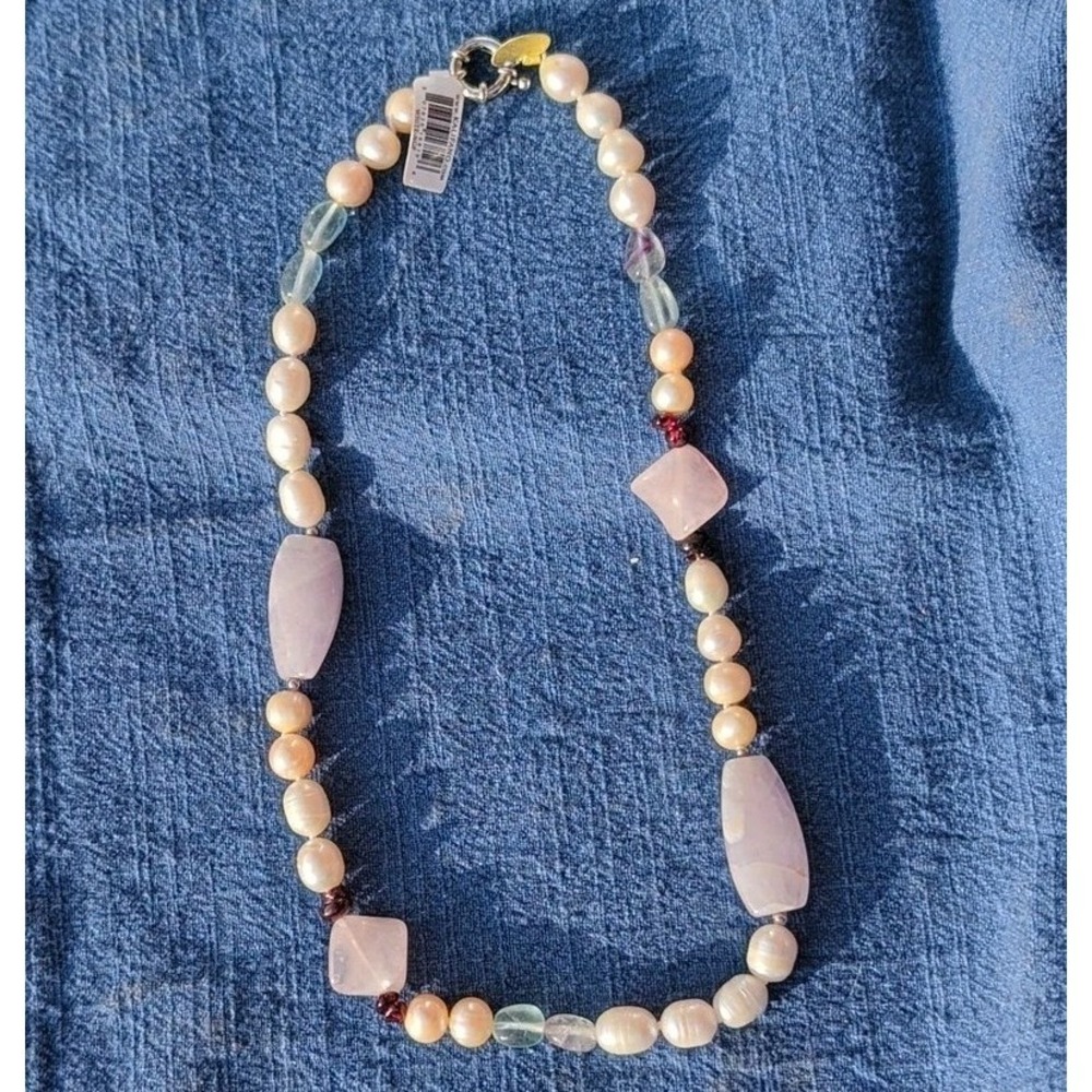 NWT Alexander Kalifano Natural Gemstone & Genuine Pearl Beaded Necklace, 19" - Picture 8 of 8